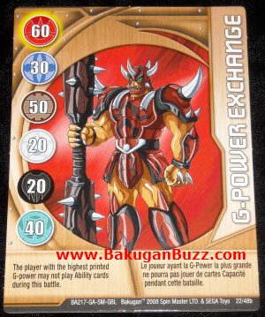 G Power Exchange 22 48b Bakugan 1 48b Card Set